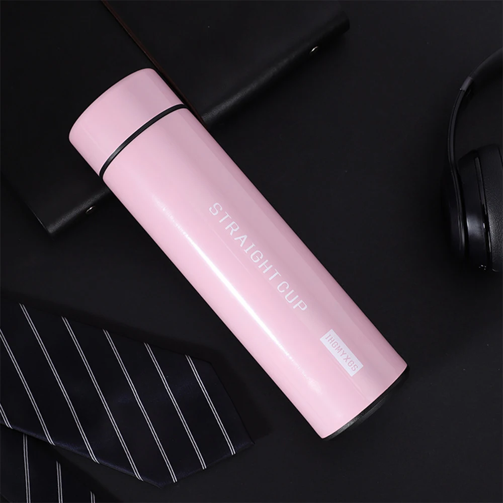 Pink СВЕТОДИОДНЫЙ цифровой умный вакуумный термос из нержавеющей стали, бутылка для горячей воды, зарядка, чашка для путешествий, умная подсветка, напоминающая стакан для воды - Цвет: Pink