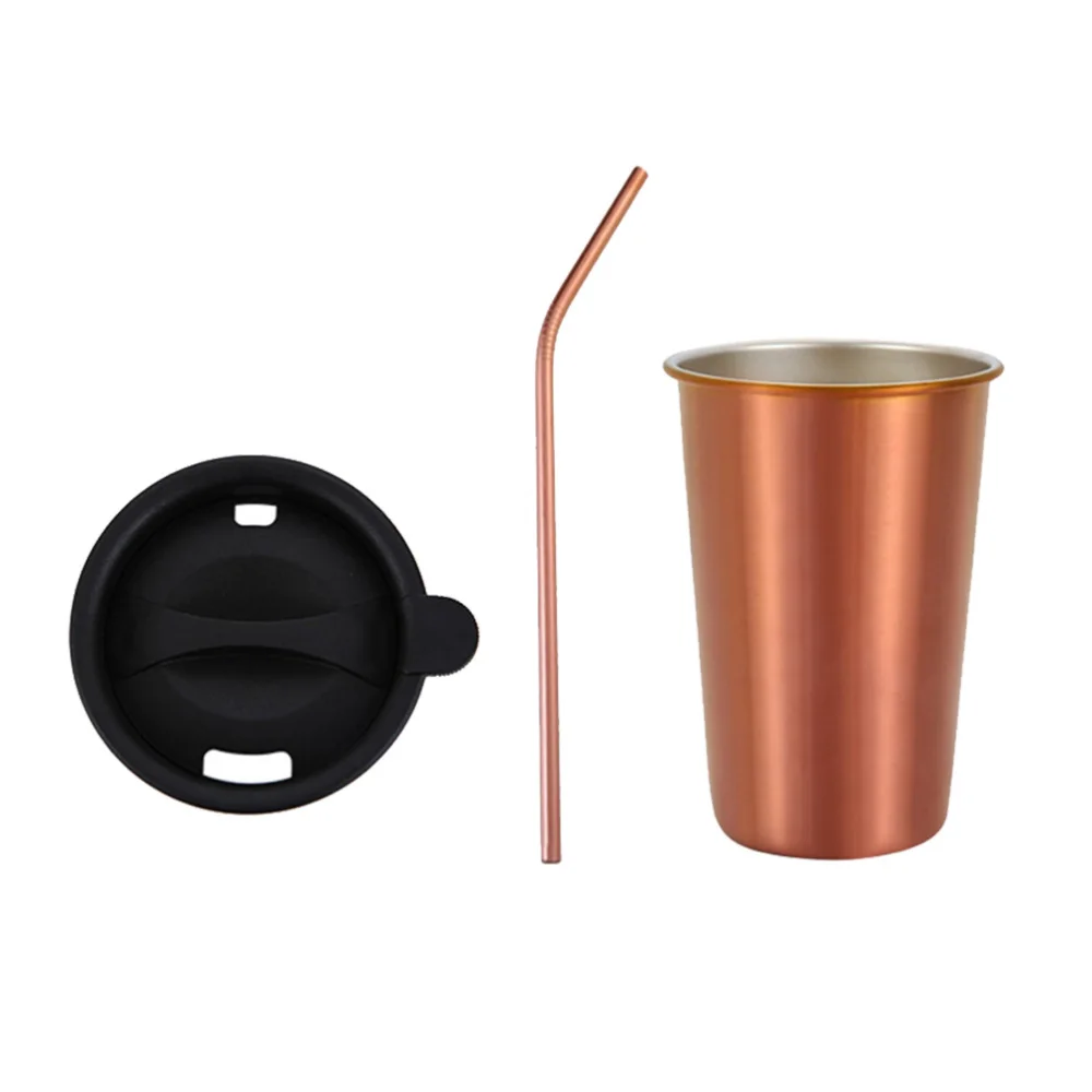 Простой современный 500 мл классический стакан с соломинкой и откидной крышкой