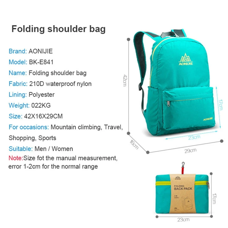 Aonijie складной рюкзак легкий прочный кожаный мешок портативный дорожные сумки для
