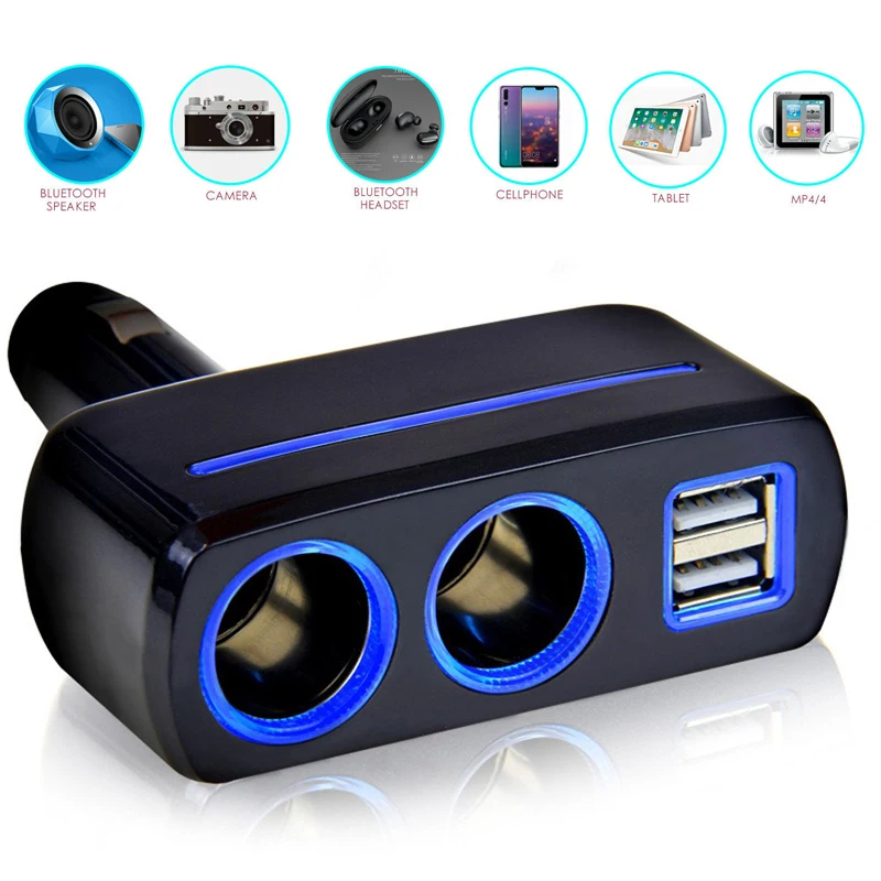 Автомобильный прикуриватель разветвитель Разъем конвертер Авто двойной USB 12-24 в 120 Вт светодиодный зарядное устройство адаптер питания для телефона MP3 DVR gps