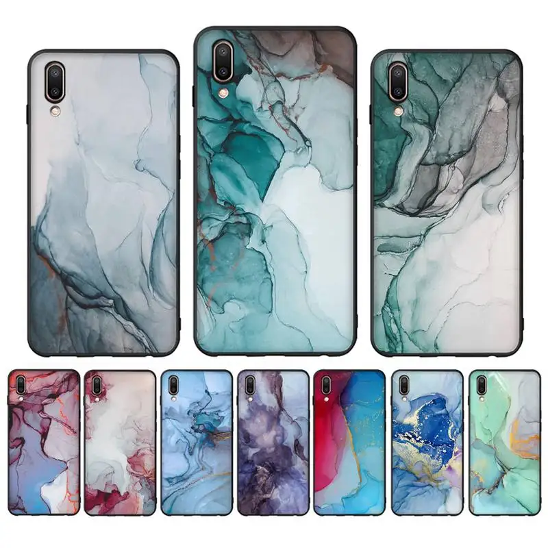 

Vintage Marble Phone Case Case For Oppo Reno Realme C3 6Pro Cover For vivo Y91C Y17 Y19 Funda Capa