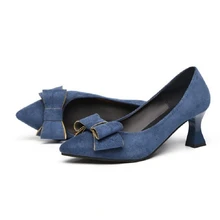 Mulher clássico de pouco peso azul laço casamento festa stiletto sapatos de salto alto moda doce festa sapatos de salto alto (3)