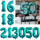 Воздушные шары Тиффани, баннер из фольги с надписью и номером для взрослых, 32 дюйма, 2 шт., 18, 21, 30, 40, 50, 60, украшение для дня рождения