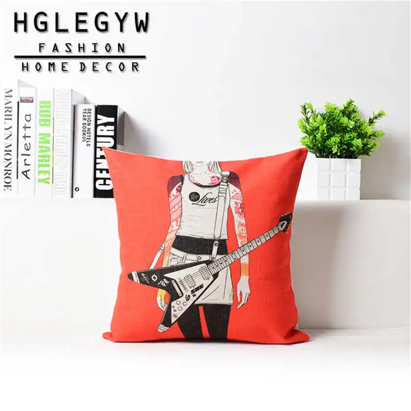 Крутая музыкальная наволочка с изображением гитары девушки рок н ролл для