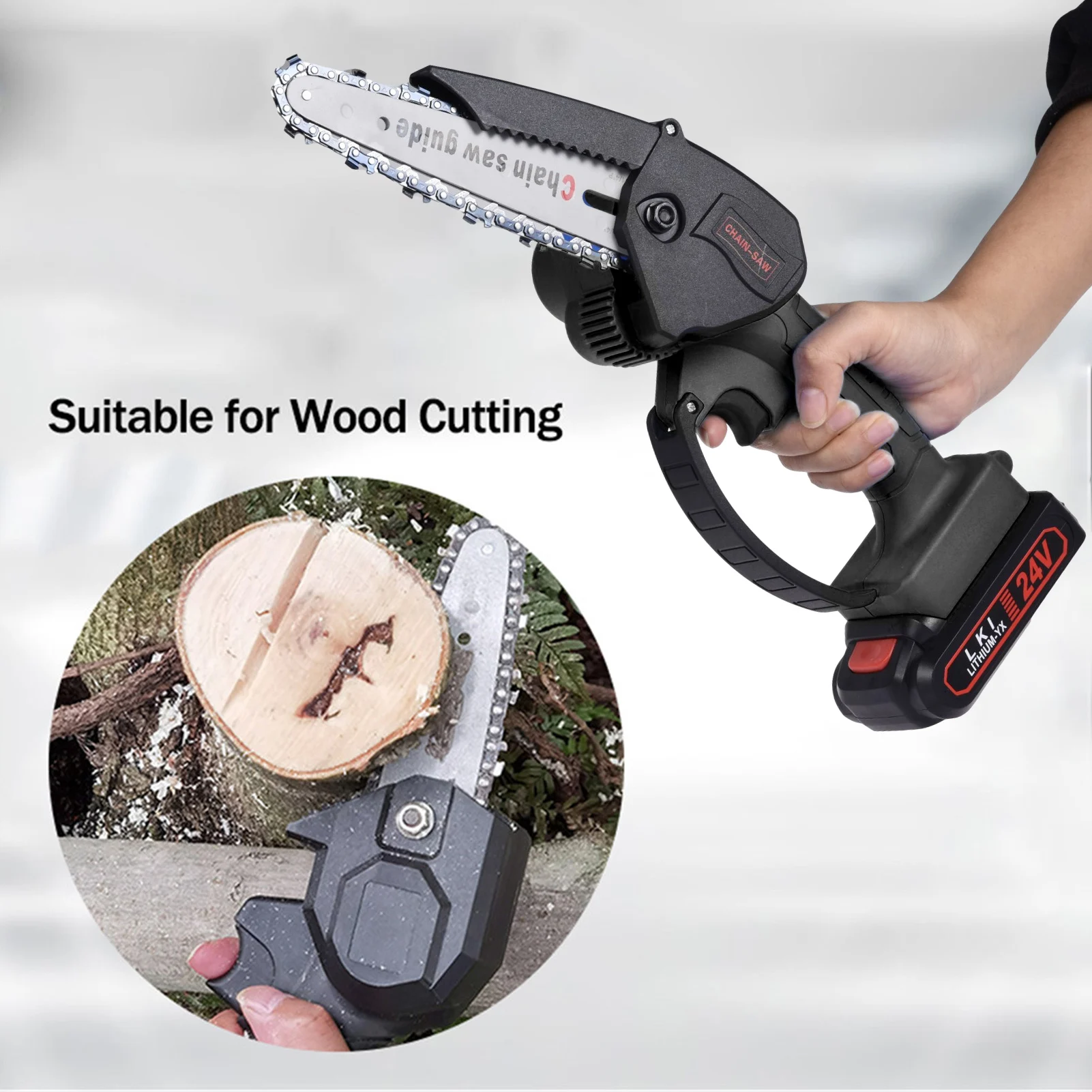 

Mini 6 In Chainsaw Electric Saw One-handed Cordless Chainsaw for Tree Branch Wooden Cutting Efficient Cutting Strong Power