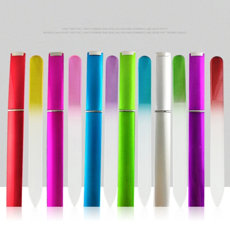 

Mini Nail Buffer Rainbow Glass Nail Files with Case Iridescent Nail File Multi Color Manicure Set for Gentle Nail Care 네일재료