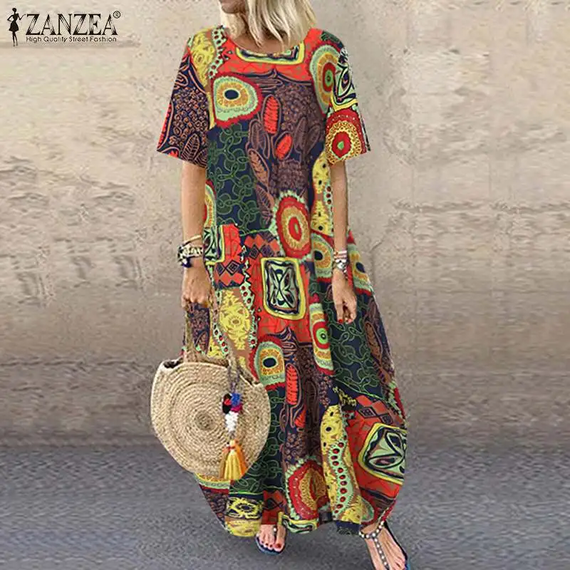 Женское льняное платье на каждый день длинное летнее в богемном стиле