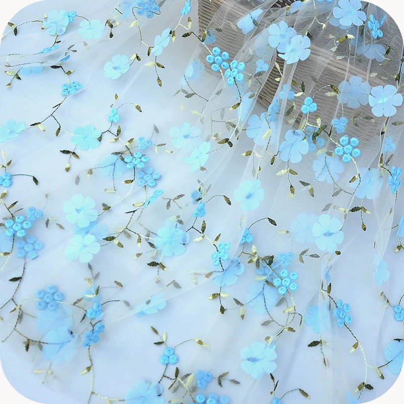 3D красочный Шифоновый Цветок полностью вышитая кружевная ткань сделай сам