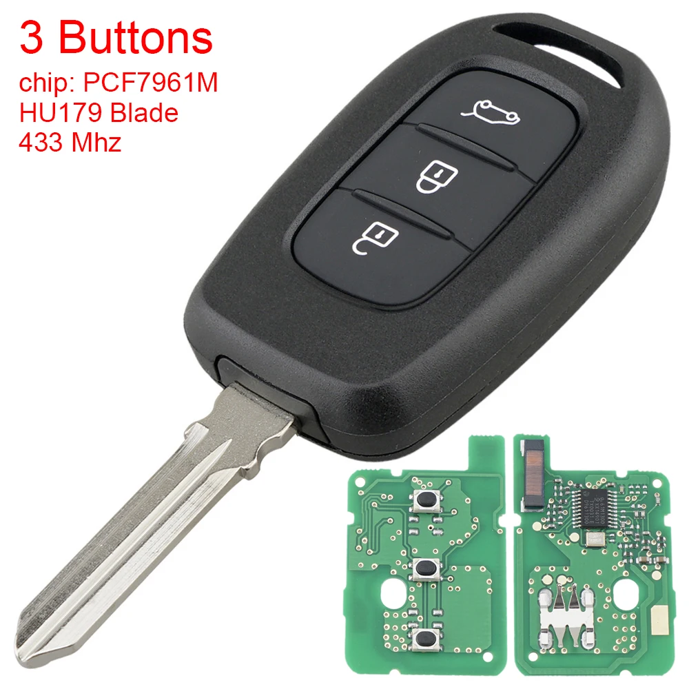 

433MHz 3 Buttons Car Remote Key with PCF7961M Chip HU179 Blade Fit for Renault Symbol Trafic Dacia Duster Logan Sandero