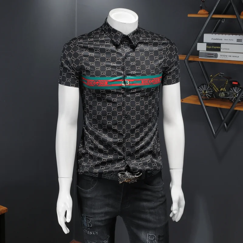 

New arrival summer men shirt print Short sleeve shirt for men style Casual mens shirt