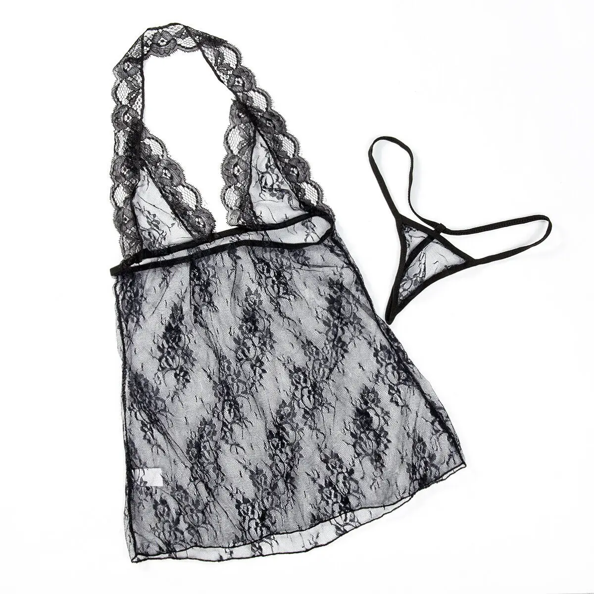 Горячая Распродажа женское сексуальное кружевное платье + стринги ночная