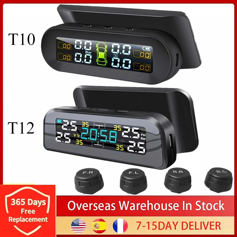

Smart Car TPMS Tire Pressure Monitoring System Solar Power Digital TMPS LCD Display USB Auto Security Alarm Tire Pressure Sensor