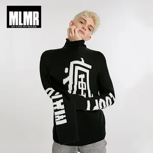 Мужская шерстяная водолазка с буквенным рукавом вязаный свитер  218425532