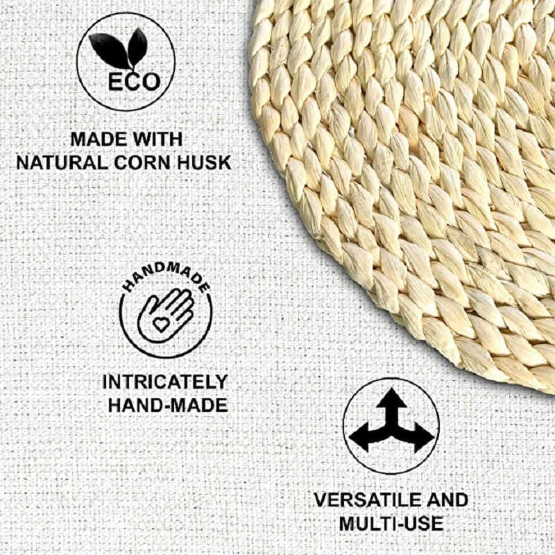 

1/2Pcs Round Natural Rattan Coaster Woven Bowl Pad Insulation Placemat Non-slip Table Mat Kitchen Decor Accessories