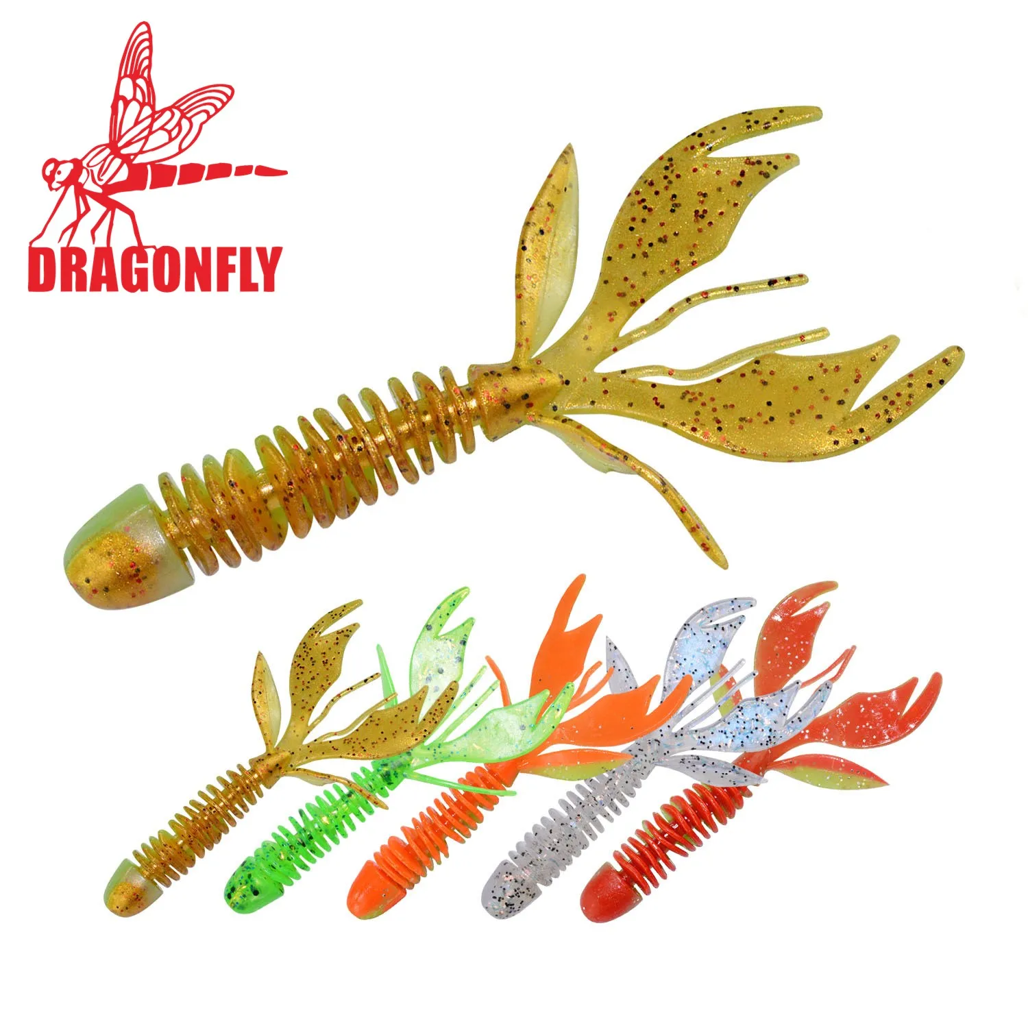 

Soft Fishing Lure 80mm 2.3g 10pcs Shrimp Type Soft Worm Leaves Tail Soft Bait Double Colors Swimbait Texas Rig Leaf Tail