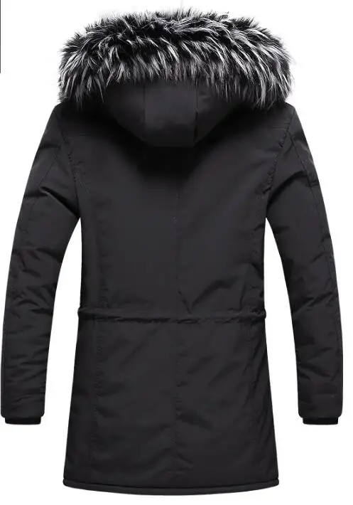 Fur Collar Winter Parka X-Long Winter Jacket Men Thick Warm Hooded Jacket Fur Collar Coat Padded Cotton Outwear Asia Size L-3XL