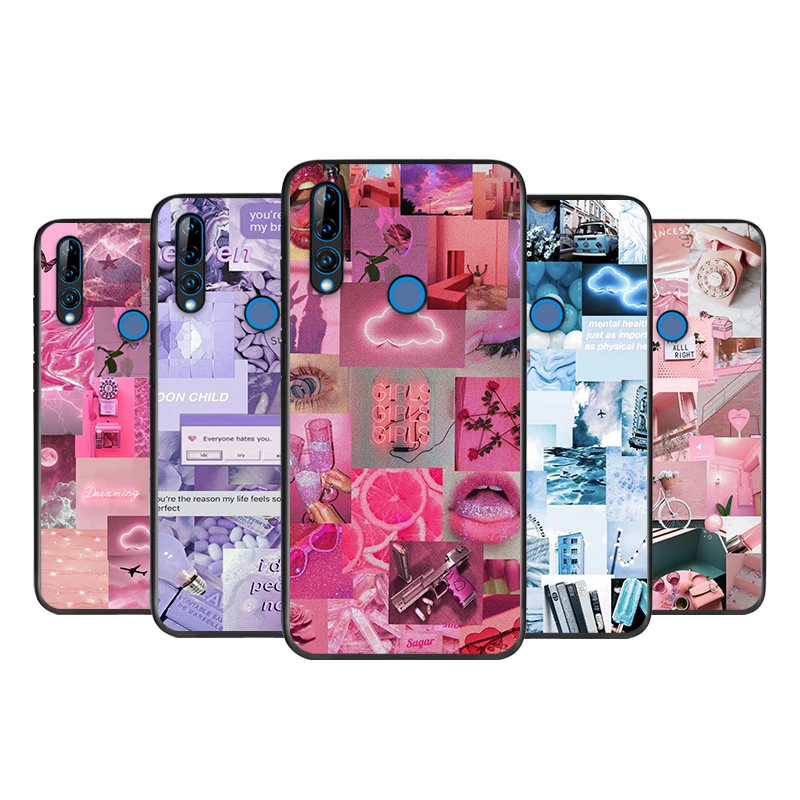 

For Huawei Y5 Y5P Y6 Y6P Y6S Y7 Y7P Y7A Y8P Y9A Y8S Y9S Prime Pro 2018 2019 2020 Black Pink mood Phone Case