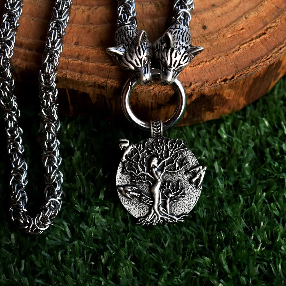 SanLan 1 шт. цепь из нержавеющей стали Norse wicca pagan Wings to fly Roots to Grow tree of life ожерелье