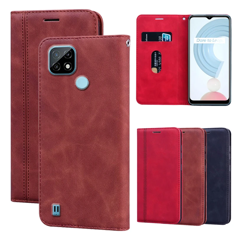

For Realme C21 Case Flip Stand Capa PU Leather Back Cover Fundas Phone Wallet Shell For Realme C21 чехол Protector Book Etui Bag