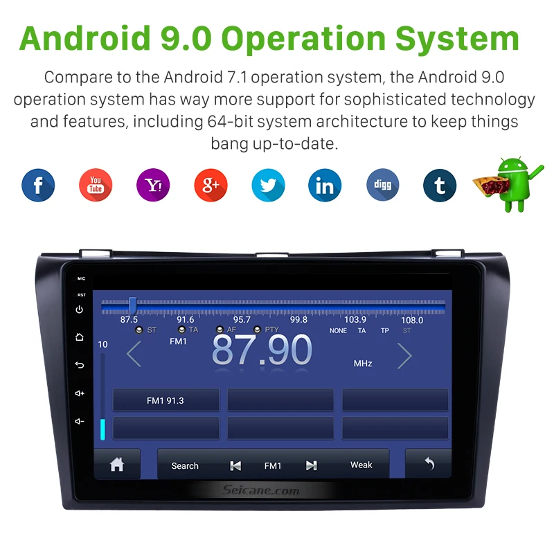 Seicane 9 &quotAndroid 0 автомобильный GPS плеер для 2004 2005 2006 2007 2008 2009 Mazda 3 BK BL 2Din Поддержка Wifi