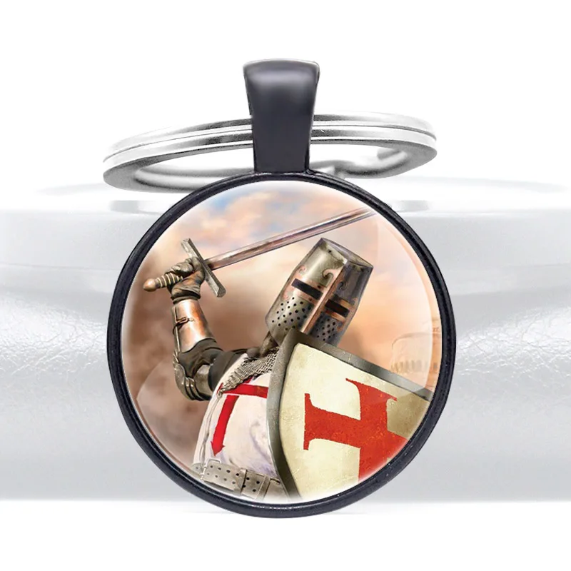 Уникальный Crusader символ Ретро Стекло кабошон металлической подвеской украшение