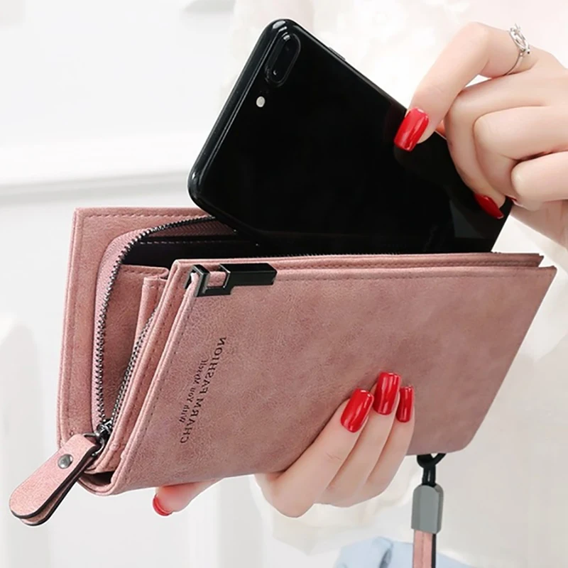 

Hot Sales Brand Wallet Women Scrub PU Leather Lady Purses High Quality Ladies Clutch Wallet Long Female Wallet Carteira Feminina