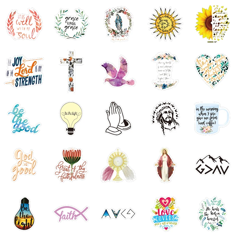 Pegatinas de refranes religiosos para monopat&iacute;n, guitarra, equipaje de viaje, motocicleta, juguete para ni&ntilde;os, 100 Uds.-1