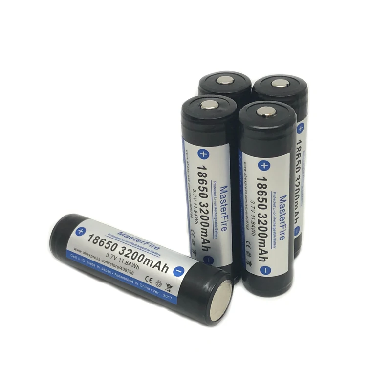

MasterFire Original 3200mah 18650 3.7V 11.84Wh Rechargeable Lithium Battery Protected Batteries Cell with PCB Made in Japan