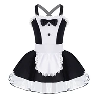 kids girls halter neck bowtie texudo leotard tutu dress for roleplay maid cosplay carnival party ringmaster circus costumes