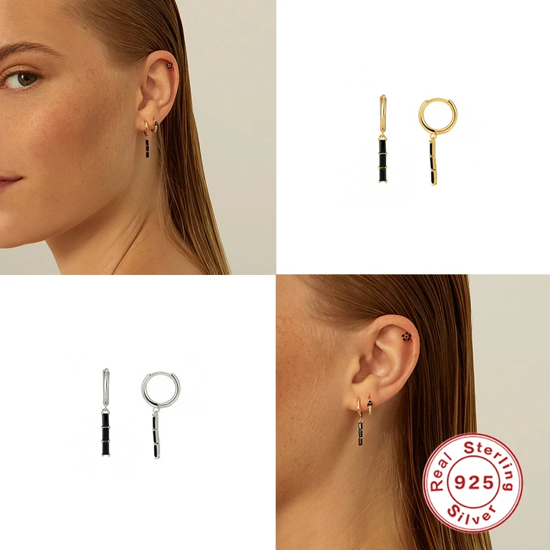 

Aide прямоугольный разноцветный Цирконий 925 стерлингового серебра Винтажные серьги в виде колец, ювелирные серьги для женщин Brincos, можно носи...