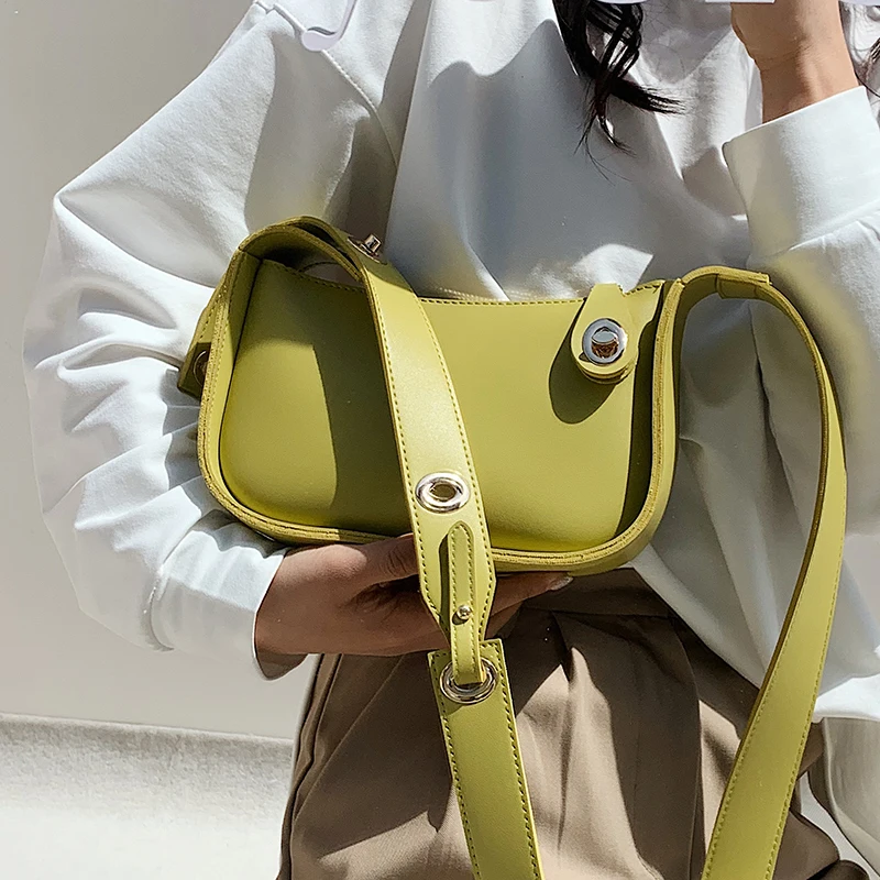 

Small Simple Solid Color PU Leather Crossbody Bag 2021 New Women's Designer Handbag Luxury Fashion Brand Shoulder Purses