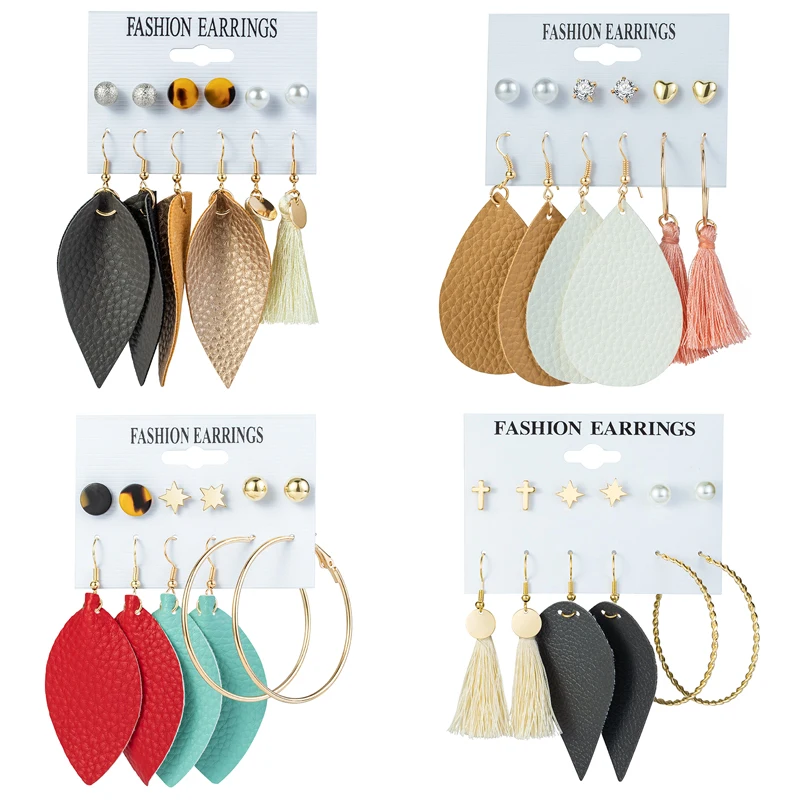 Женский винтажный Комплект сережек ZWC серьги в виде листьев с геометрическими