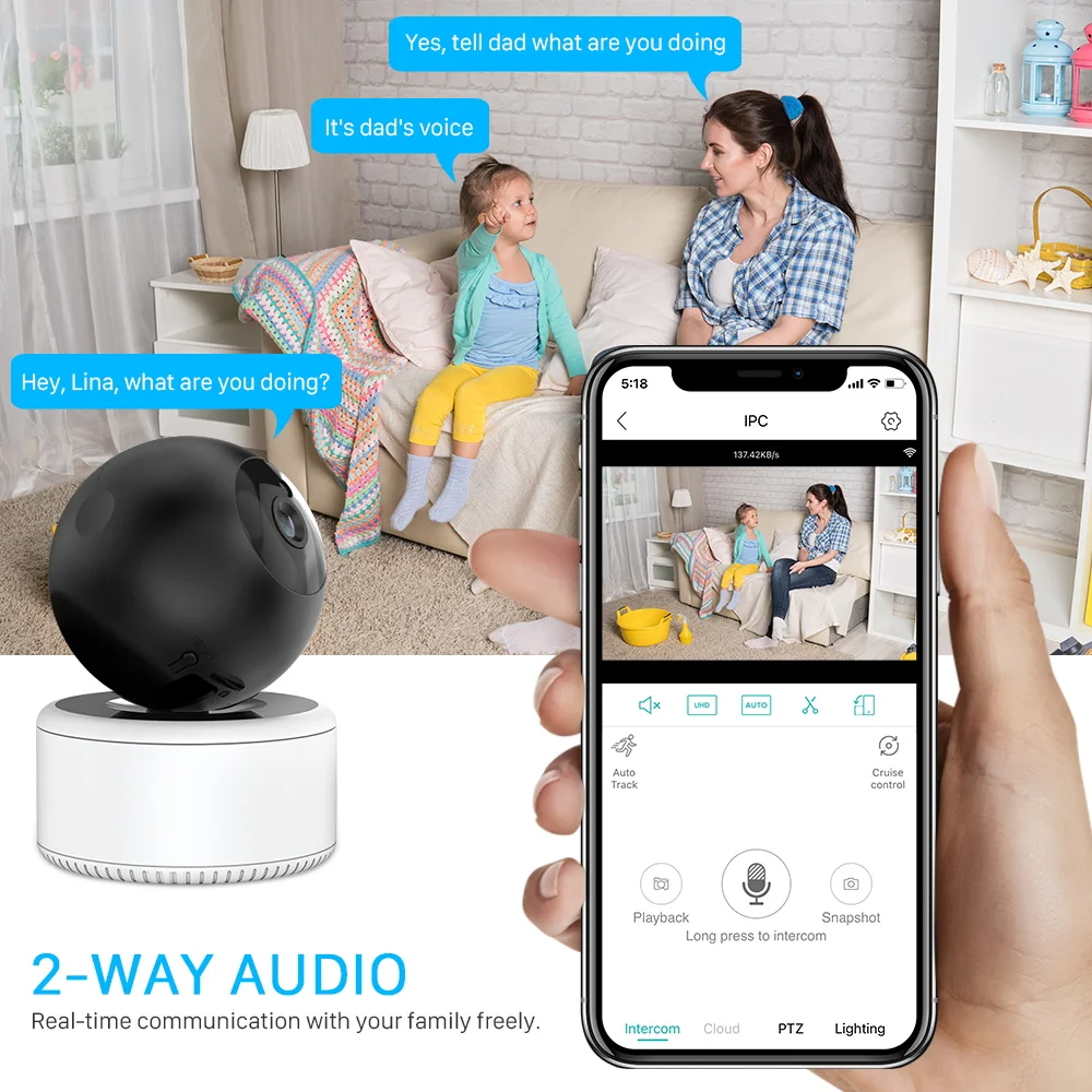 anbiux 3mp wifi ip camera indoor 1536p ai human detect two way audio smart home security camera 10m ir night vision mini camera free global shipping