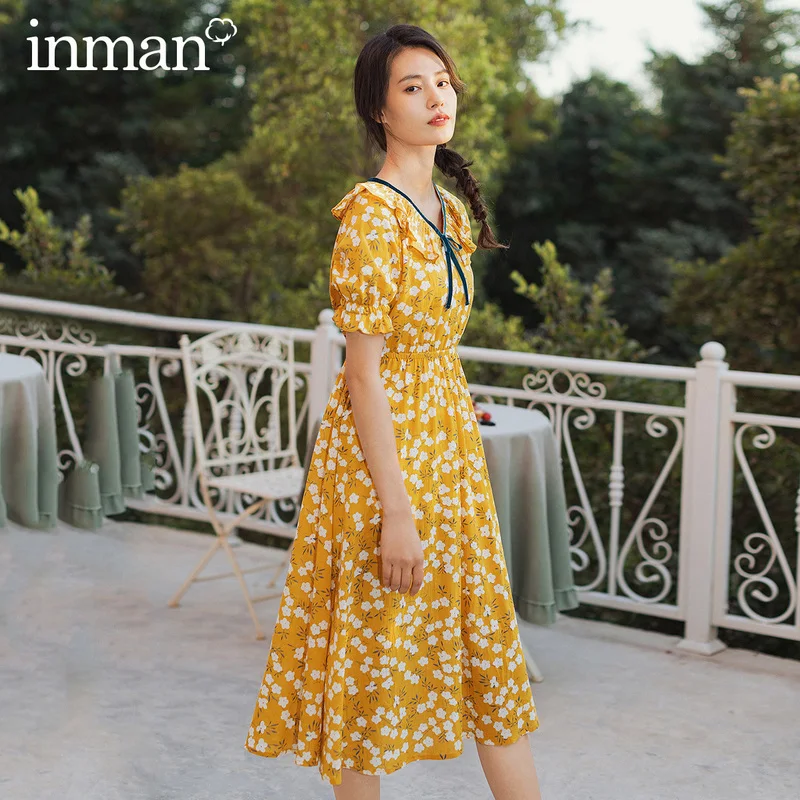 INMAN летнее платье с цветочным принтом и оборками на талии | Женская одежда