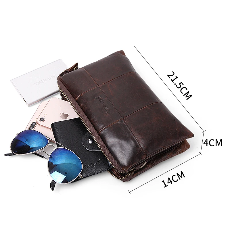 

Casual Men Clutch Bag Genuine Leather Wallet Phone Mini Coin Purses Credit Card Holder Vintage Business Small Money Bags