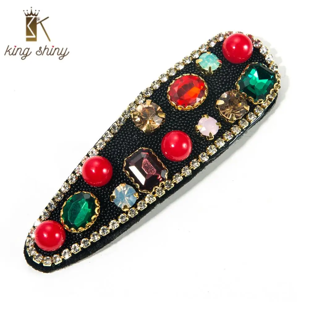 

Za Silulated Pearl Statement Hair Clips Luxury Multi Color Rhinestone Geometric Square Water Drop Woman Party Barrettes BB Clip