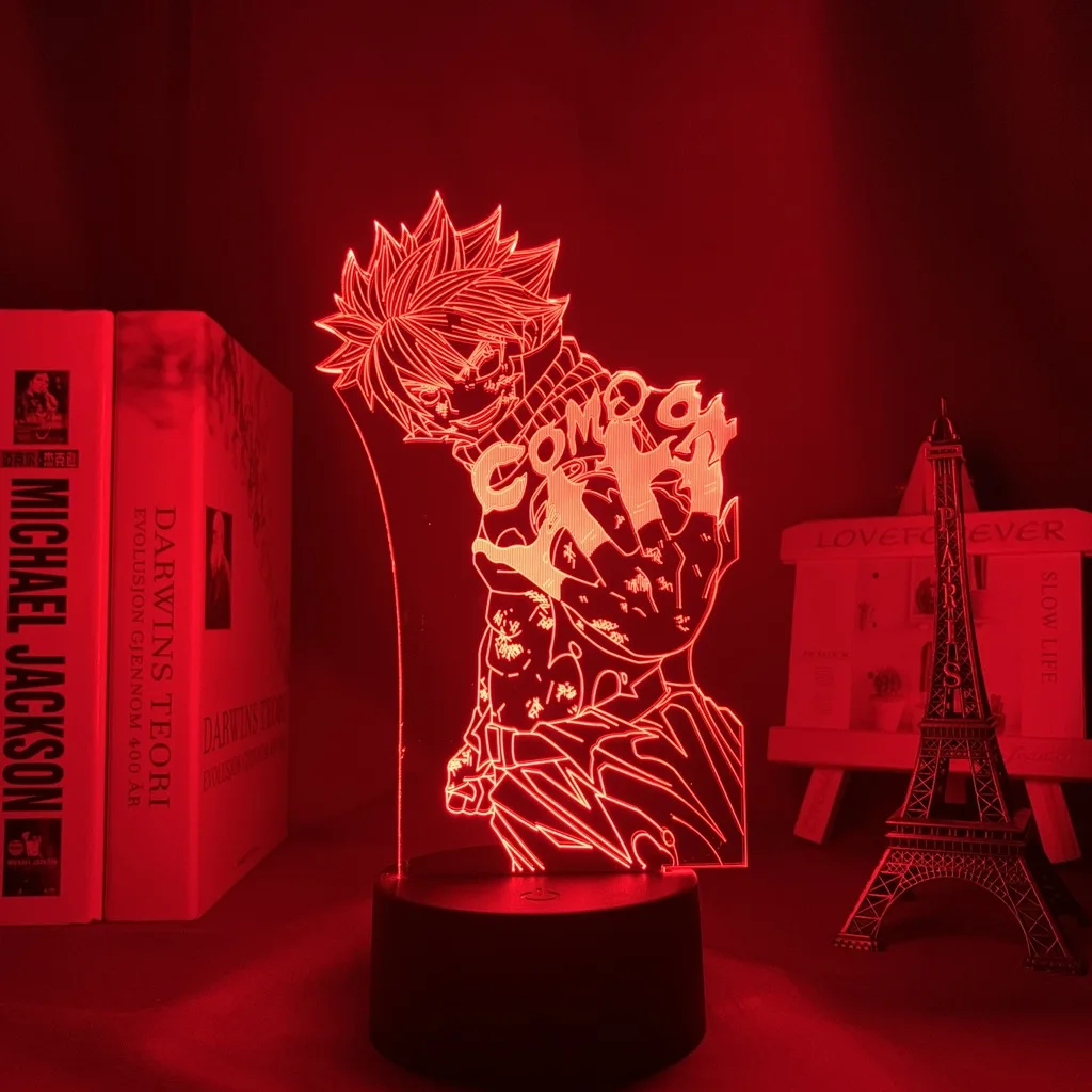 

Светодиодный светильник с хвостом феи, аниме фигурка для украшения дома, подарок на день рождения, манга, 3D ночник, сказочный хвост Natsu Dragneel