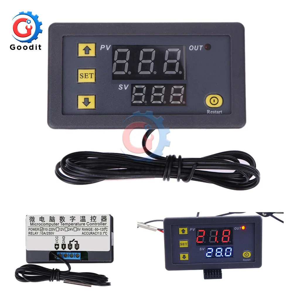 W3230 DC 12V AC 110 V-220 V 20A светодиодный цифровой контроль температуры Лер Термостат Термометр регулятор нагрева охлаждения контроль метр