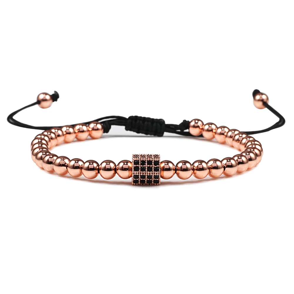 Регулируемый Браслет Роза Золотой геометрической формы микро паве шарики бусины