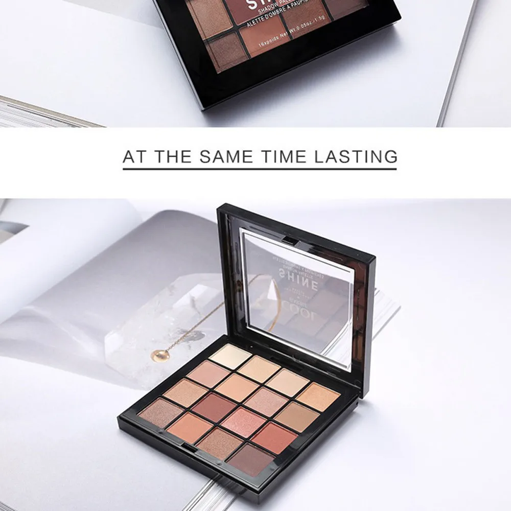 16 оттенков перламутровые блестящие тени для век Пудра Палитра матовые