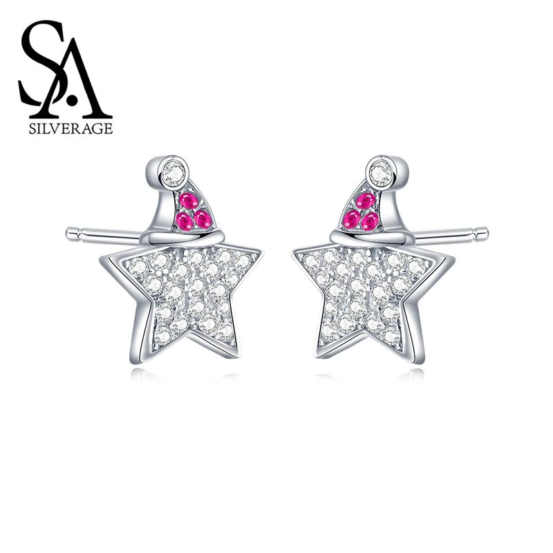 SA SILVERAG Christmas Earrings Sterling Silver 925 2020 Winter Star Fashion Jewelry Drop Gifts for Women | Украшения и аксессуары