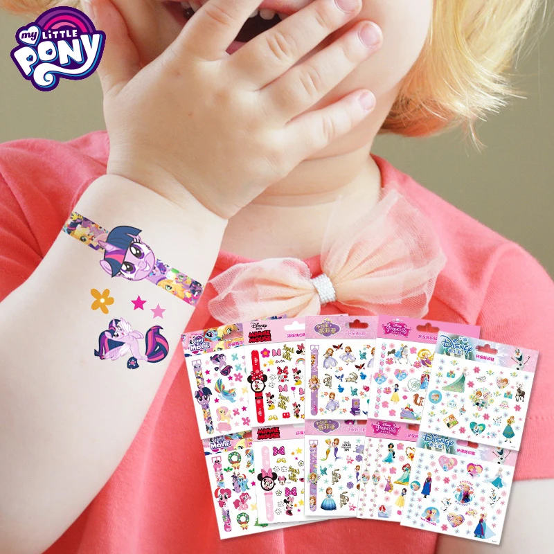 My Little Pony тату наклейки игрушки Мода Принцесса Анна Эльза София Микки Маус водонепроницаемые наклейки для ногтей подарок для девочки
