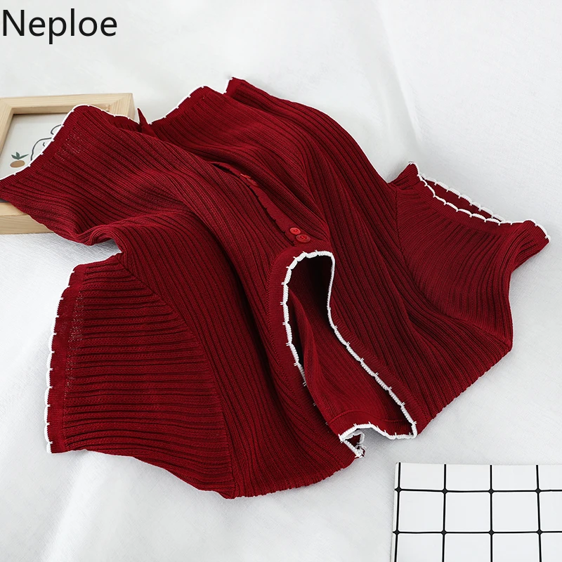 Neploe трикотажные плиссированные футболки корейская мода с v образным вырезом