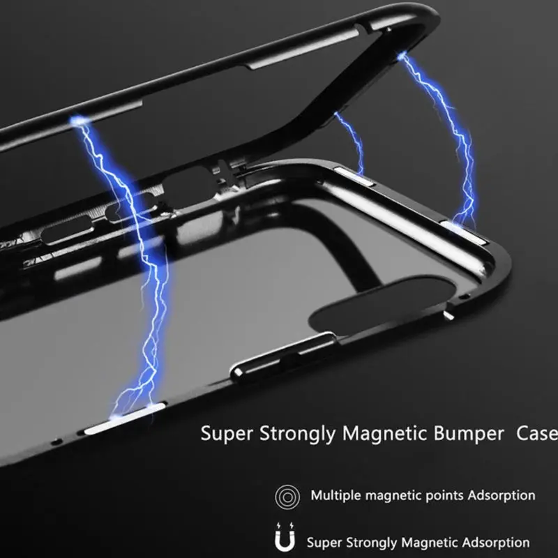 Metal Magnetic Adsorption Glass Case For iphonex Phone Cover Tempered Full Protective | Мобильные телефоны и аксессуары