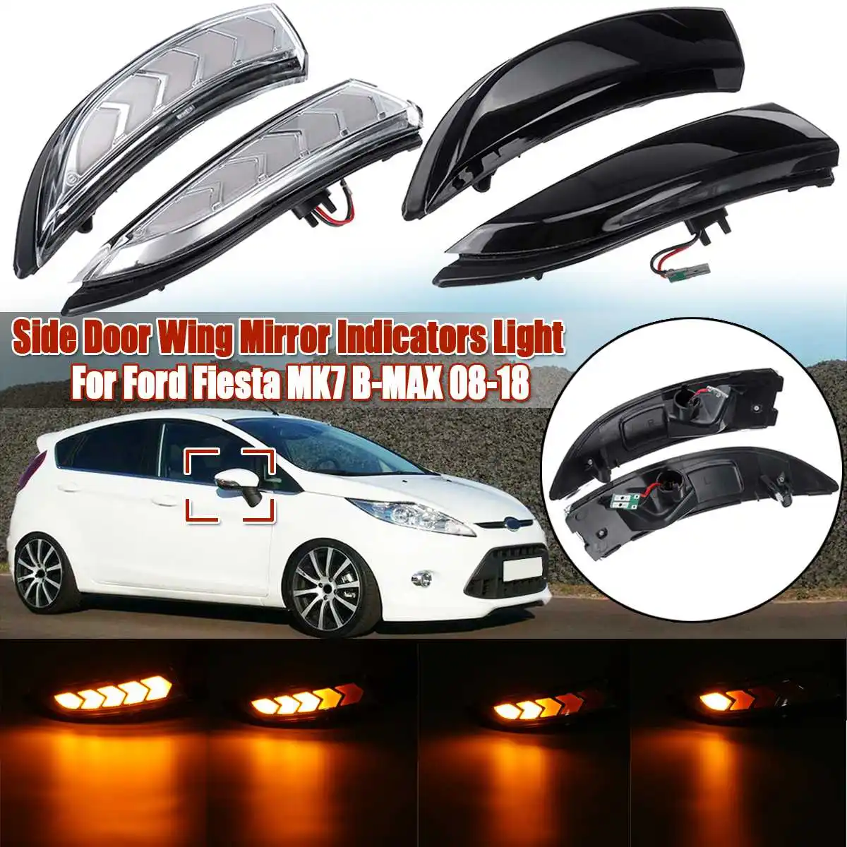 2 шт. Автомобильные светодиодные динамические поворотники боковые крылья