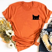 cute cat shirt cat hiding in pocket shirts women cute pocket cat tshirt gift for cats lover cat in pocket tee mom tops l