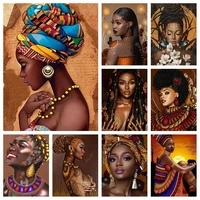 africa woman diamond painting embroidery full drill square round figure portrait picture of rhinestones mosaic wall decor
