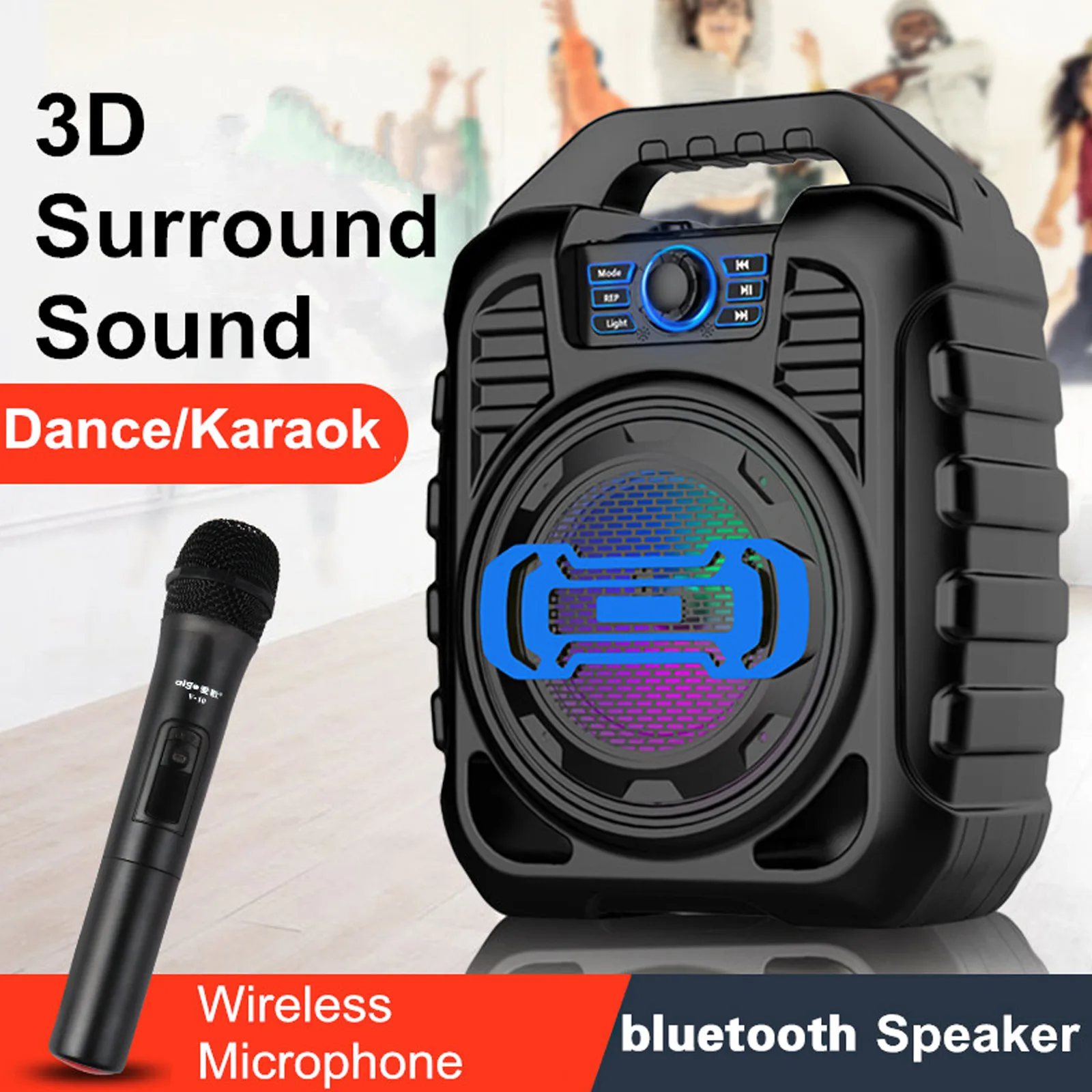 Портативная Беспроводная колонка Gosear для караоке Bluetooth поддержка FM радио TF карты