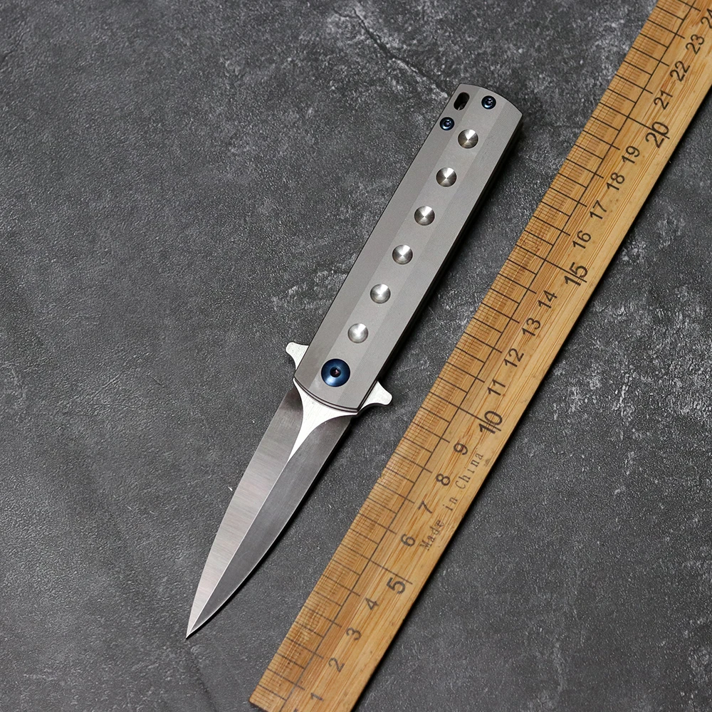 

XS складной нож Sandvik, лезвие из порошковой стали 14C28N TC4, рукоятка из титанового сплава, для кемпинга, походов, искусственный кухонный нож для п...