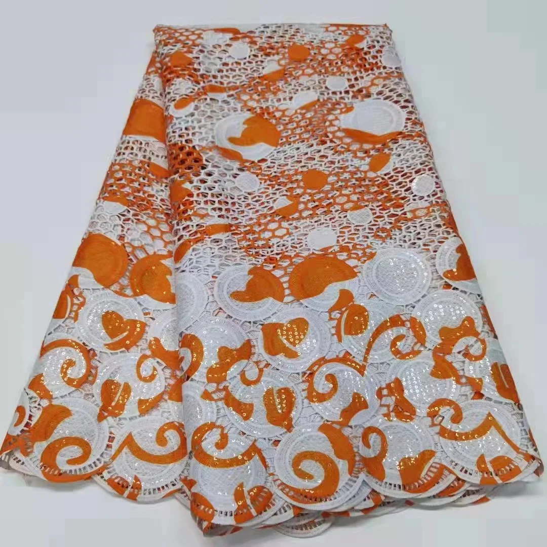 

New Water Soluble African Cord Lace Fabric High Quality Embroidery For Bride Dress Swiss Voile Lace Nigerian Material QXR1-4